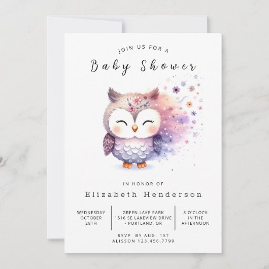 Boho Happy Owl Baby shower Kaart (Voorkant)