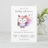 Boho Happy Owl Baby shower Kaart (Staand voorkant)