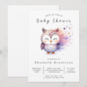 Boho Happy Owl Baby shower Kaart (Voorkant / Achterkant)