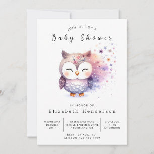 Boho Happy Owl Baby shower Kaart