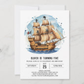 Boho Happy Sails Pirate Verjaardag Kaart (Voorkant)