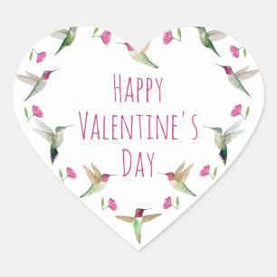 Boho Happy Valentijn Anna's kolibries Hart Sticker