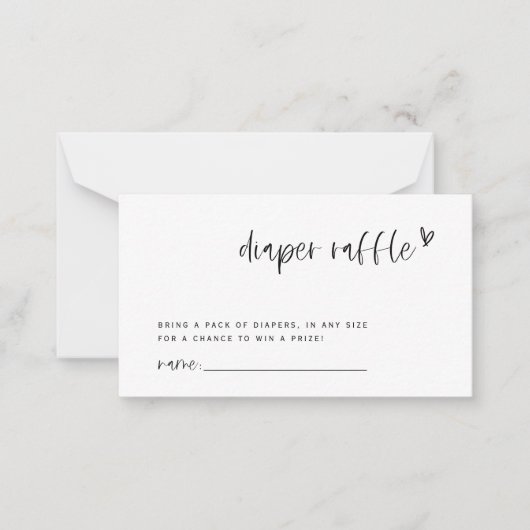 Boho Hart Luier Raffle Baby shower Game Kaart Notitiekaartje (Voorkant)