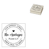 Boho hart ronde familienaam retouradres rubberstempel (Gestempeld)