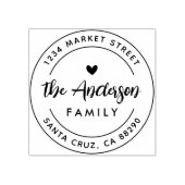 Boho hart ronde familienaam retouradres rubberstempel (Afrduk)