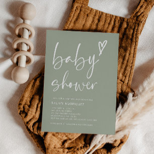 Boho hart salie groen Baby shower Kaart