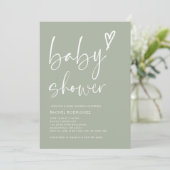 Boho hart salie groen Baby shower Kaart (Staand voorkant)