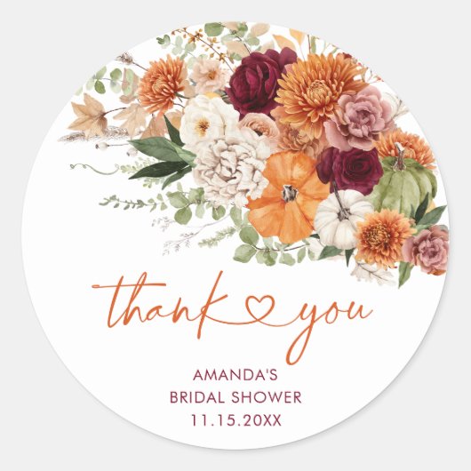 Boho Harvest Fall In Love Bruiloft Stickers (Voorkant)