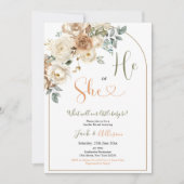 Boho He of She Rustieke Herfst Bloemen Geslacht On Kaart (Voorkant)