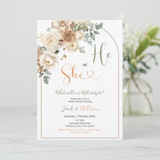 Boho He of She Rustieke Herfst Bloemen Geslacht On Kaart (Staand voorkant)