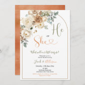 Boho He of She Rustieke Herfst Bloemen Geslacht On Kaart (Voorkant / Achterkant)