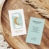 Boho Healing Hand Celestial Moon Tarot AQUA Visitekaartje