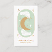 Boho Healing Hand Celestial Moon Tarot GREEN Visitekaartje (Voorkant)