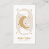 Boho Healing Hand Celestial Moon Tarot Paarse Visitekaartje (Voorkant)