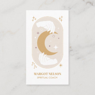Boho Healing Hand Celestial Moon Tarot Paarse Visitekaartje