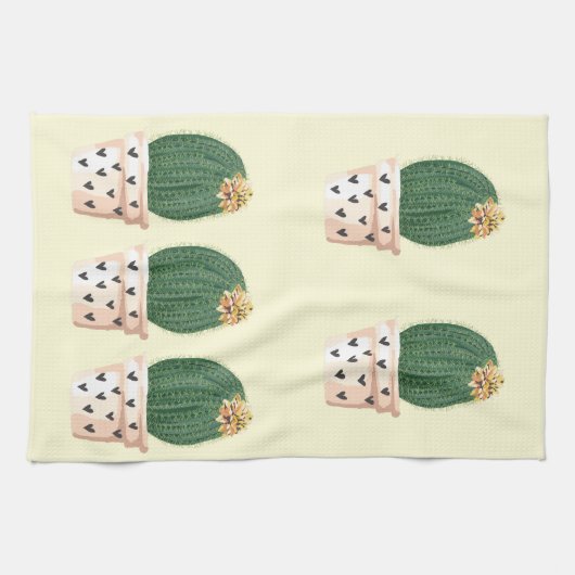 Boho Heart Cactus Pot Theedoek (Horizontaal)