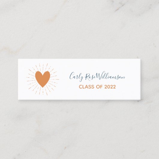 Boho Heart Cute Girly Afstuderen Name Calling Card Contactkaartje (Voorkant)