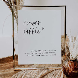 Boho Heart Diaper Raffle Baby shower Sign E100 Poster