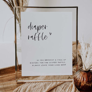 Boho Heart Diaper Raffle Baby shower Sign E100 Poster