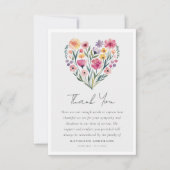 Boho Heart Floral Sympathy begrafenis Bedankkaart (Voorkant)