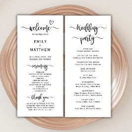 Boho Heart Script Kalligrafie Huwelijksceremonie Programmakaart