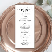 Boho Heart Script Typografie Wedding Menu Kaart