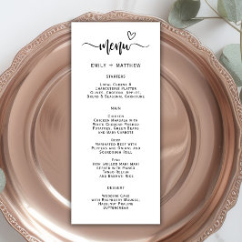 Boho Heart Script Typografie Wedding Menu Kaart