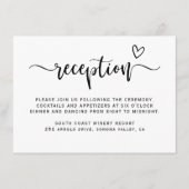 Boho Heart Script Zwart Wit Huwelijksreceptie Informatiekaartje (Voorkant)