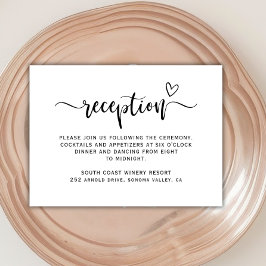 Boho Heart Script Zwart Wit Huwelijksreceptie Informatiekaartje