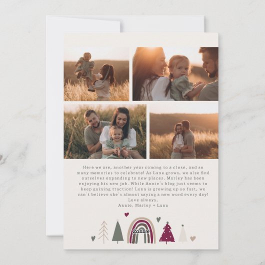 Boho Hearts Arch Happiest Feestdagen Vijf foto's Feestdagenkaart (Achterkant)