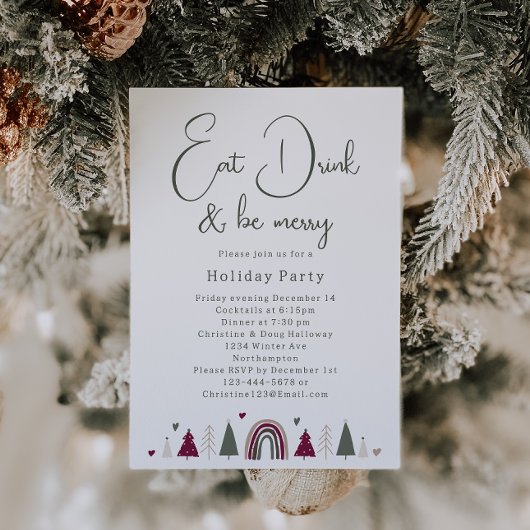 Boho Hearts Eet Drink en Wees vrolijk Holiday Part Kaart