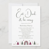 Boho Hearts Eet Drink en Wees vrolijk Holiday Part Kaart (Voorkant)