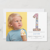 Boho Hearts Foto van Boys 1st Birthday Kaart (Voorkant)