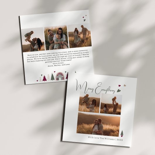 Boho Hearts Merry Everything Zes Foto's Kerstmis Feestdagenkaart