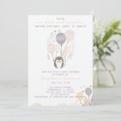 Boho Hedgehog op spelden en naalden Baby shower Kaart (Staand voorkant)