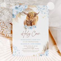 Boho Heilige Koe Blue Pampas Grass Boy Baby shower