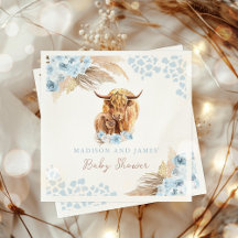 Boho Heilige Koe Blue Pampas Grass Boy Baby shower