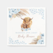 Boho Heilige Koe Blue Pampas Grass Boy Baby shower Servet (Voorkant)