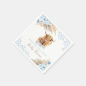 Boho Heilige Koe Blue Pampas Grass Boy Baby shower Servet (Hoek)