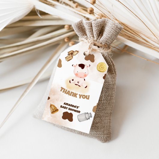Boho Heilige Koe Boerderij Dierlijk Baby shower Cadeaulabel