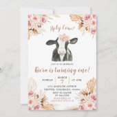 Boho Heilige Koe Girl Birthday Uitnodiging (Voorkant)