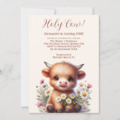 Boho Heilige Koe Hoogland Koe 1e verjaardag Kaart (Voorkant)