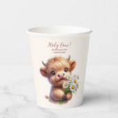 Boho Heilige Koe Hoogland Koe 1e verjaardag Papieren Bekers (Achterkant)