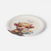 Boho Heilige Koe Hoogland Koe 1e verjaardag Papieren Bordje (Gekanteld)