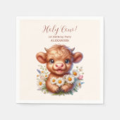 Boho Heilige Koe Hoogland Koe 1e verjaardag Servet (Voorkant)