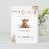 Boho Heilige Koe Hoogland Koe Baby shower Uitnodig Kaart (Staand voorkant)