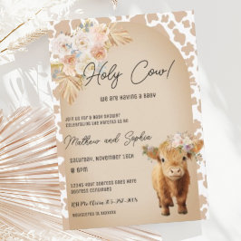 Boho Heilige Koe Hoogland Koe Baby shower Uitnodig Kaart