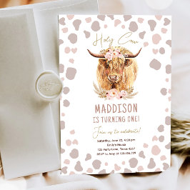 Boho Heilige Koe Hoogland Pampas 1e verjaardag Kaart