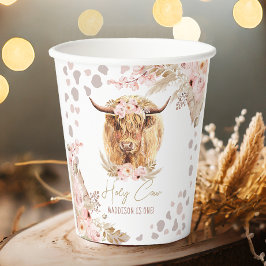 Boho Heilige Koe Hoogland Pampas 1e verjaardag Papieren Bekers
