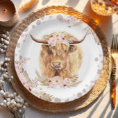 Boho Heilige Koe Hoogland Pampas 1e verjaardag Papieren Bordje